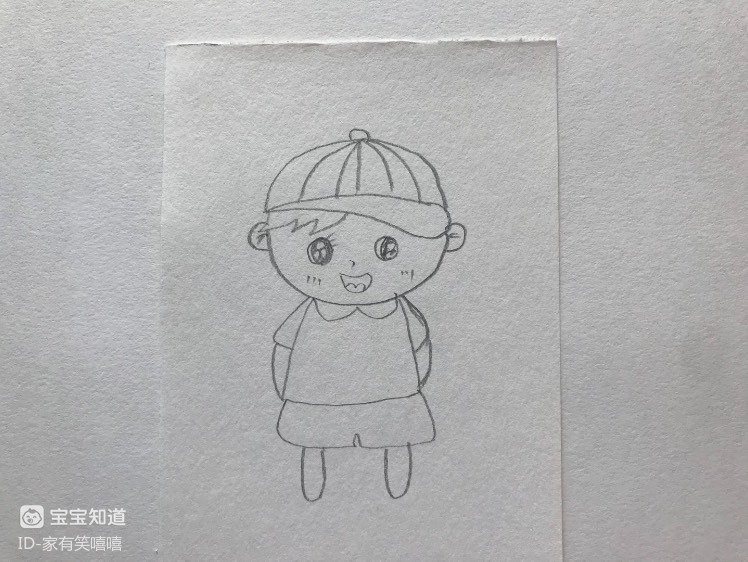 简笔画 一个戴帽子的小男孩