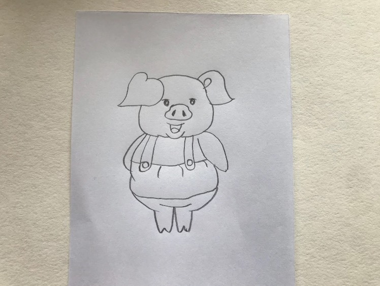 简笔画 一只爱笑的小猪