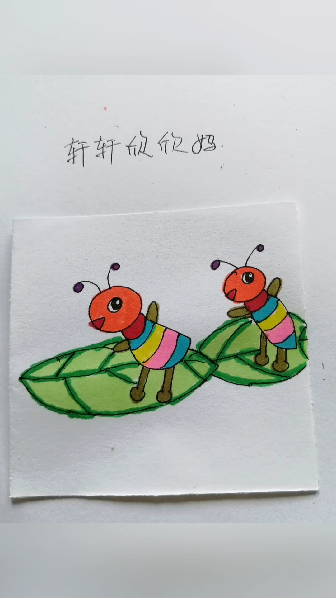 [简笔画]小蚂蚁在树叶上跳舞