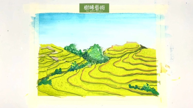 贵州梯田绘画图片