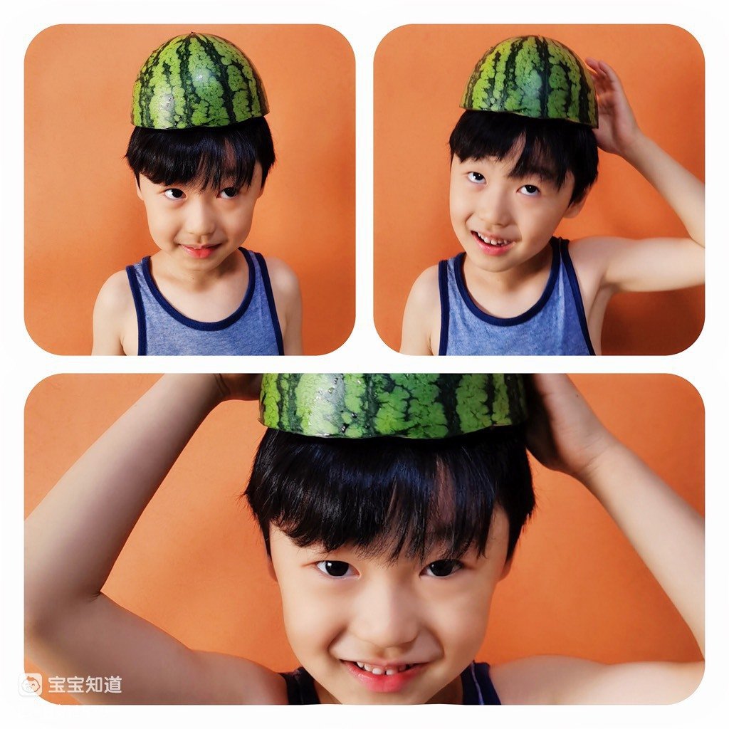 小男孩小女孩埋头吃西瓜的情头图片-1-6TU