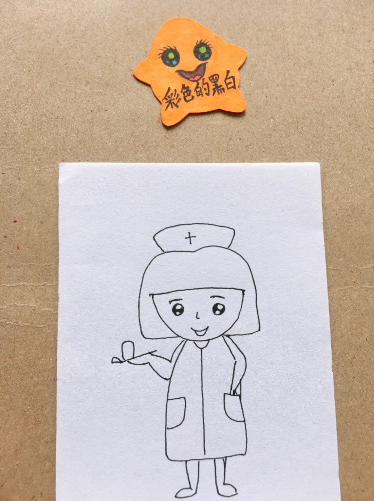 精简笔画一位长相甜美的小护士
