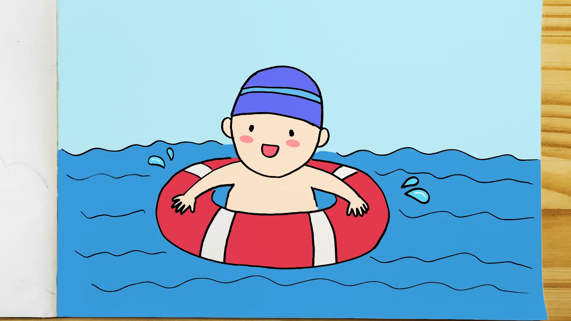 游泳卡通画简单图片