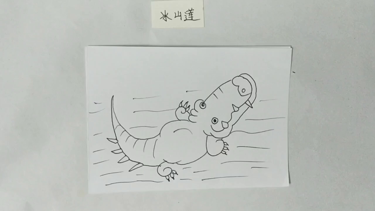 精 [简笔画]浮在水面上的鳄鱼