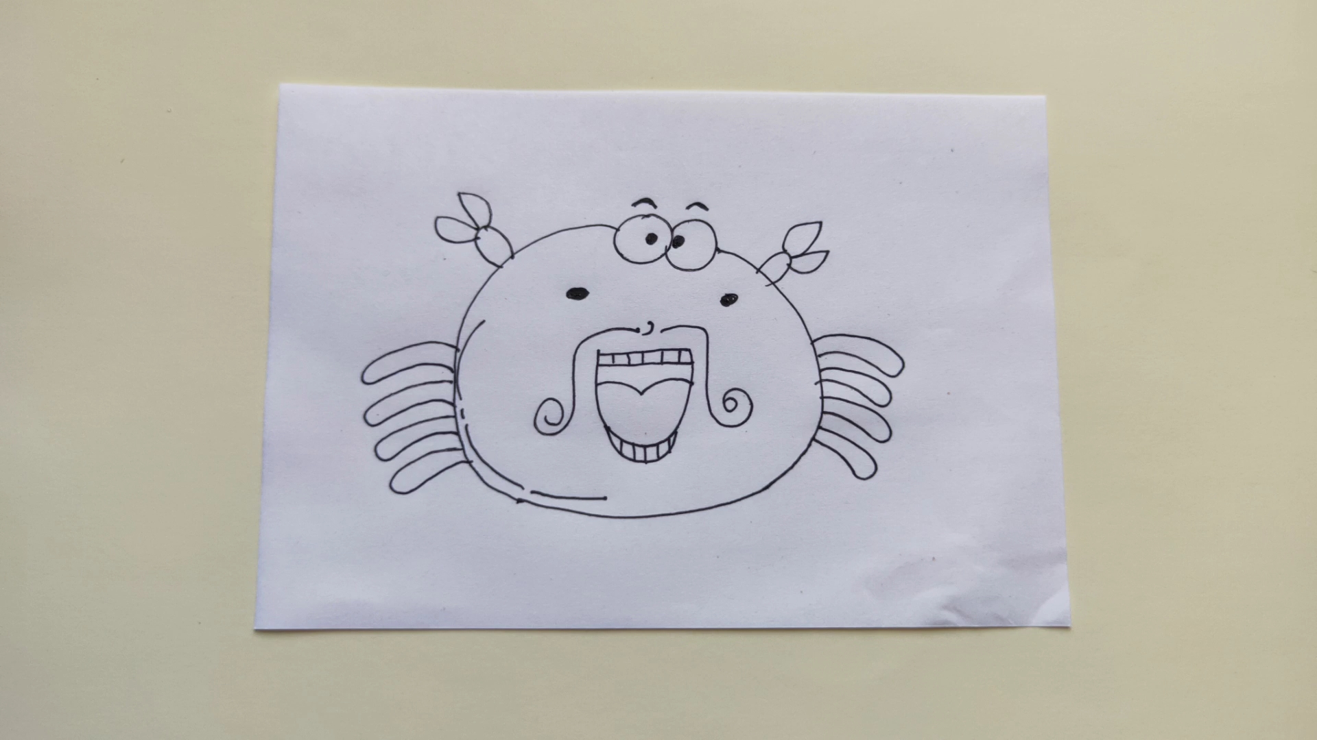 精 [幼儿绘画]画一只大嘴巴的小螃蟹