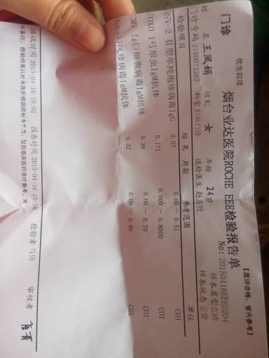 优生四项检查单,有点担心,医生帮忙看下