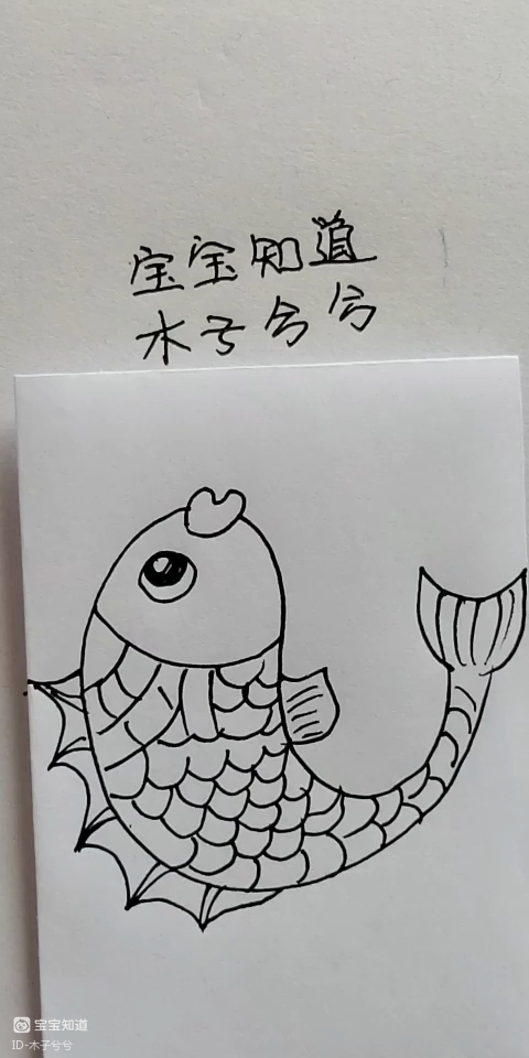 精 简笔画 一条嘟着嘴的小鲤鱼