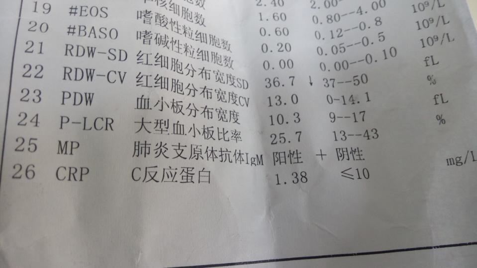 肺炎支原体抗体阳性