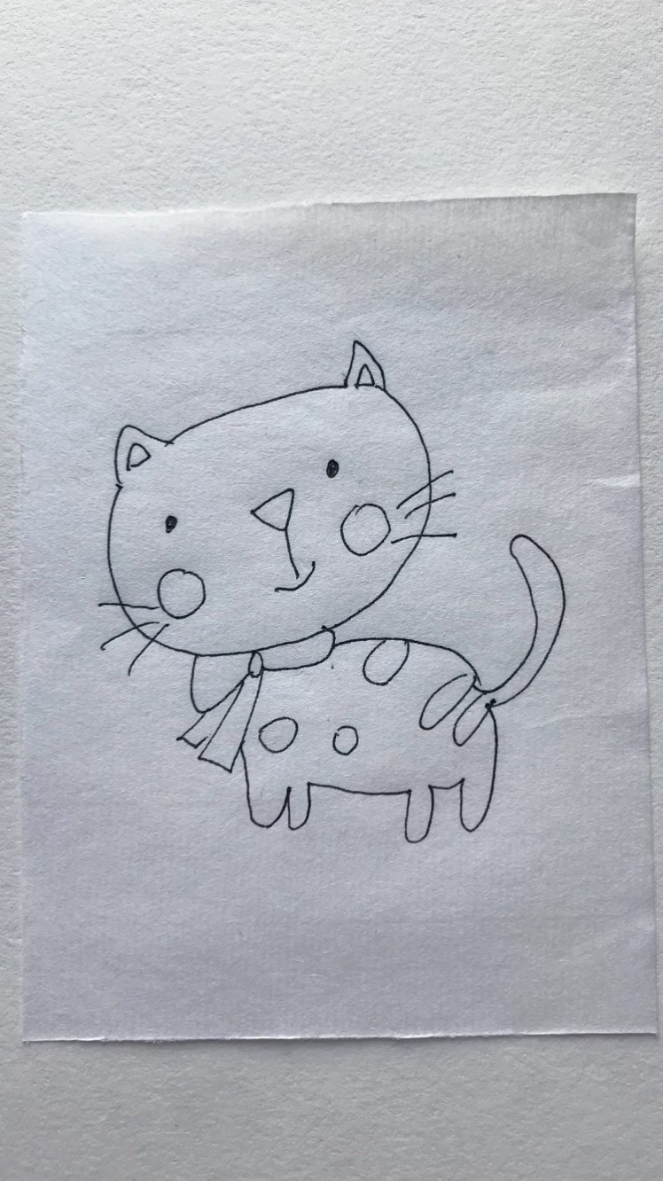 [幼儿绘画]一只回头看的小猫