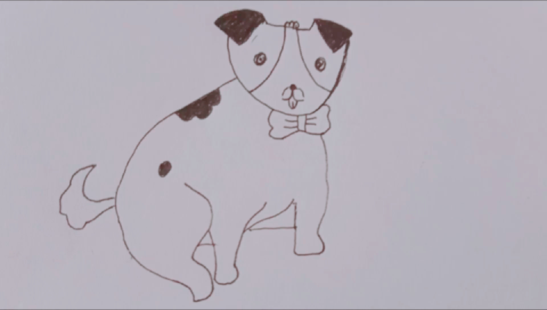 [简笔画]一只可爱的小花狗
