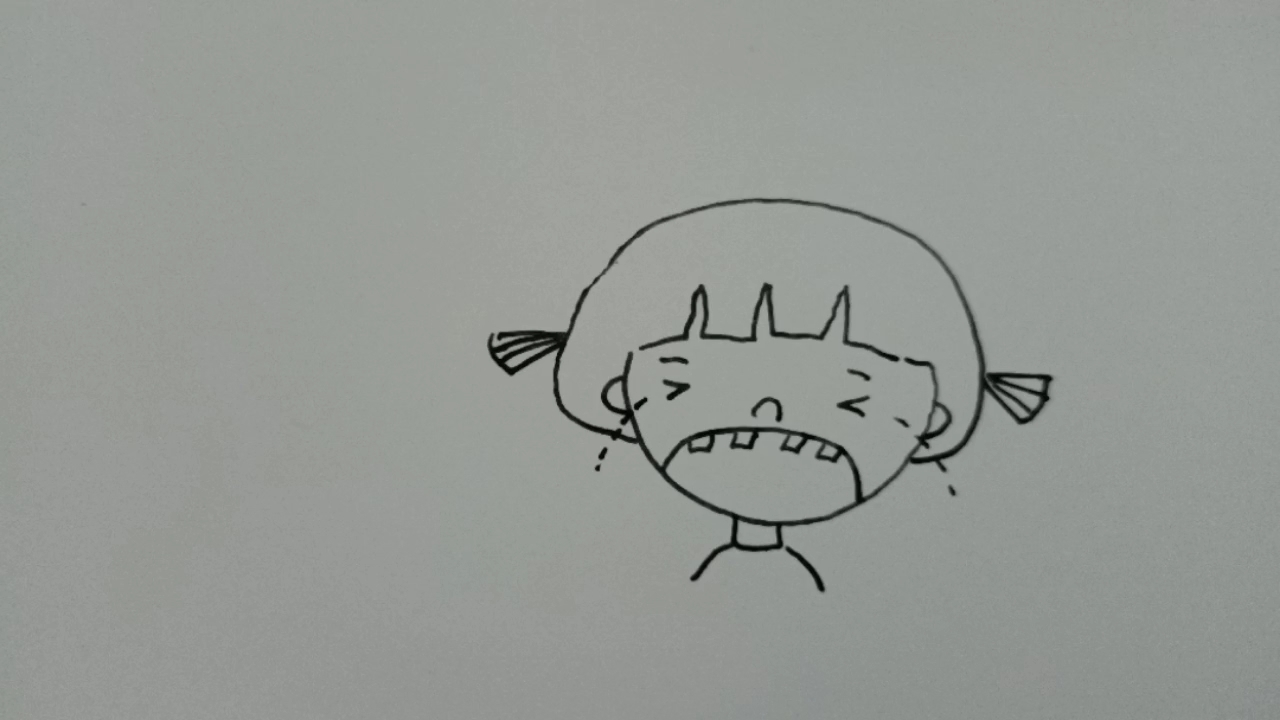 简笔画:大哭的小女孩