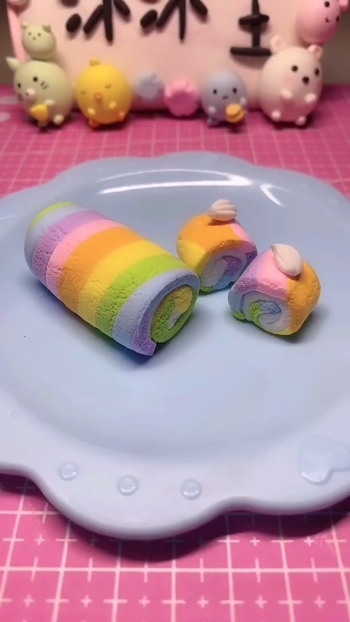 超轻粘土彩虹蛋糕卷