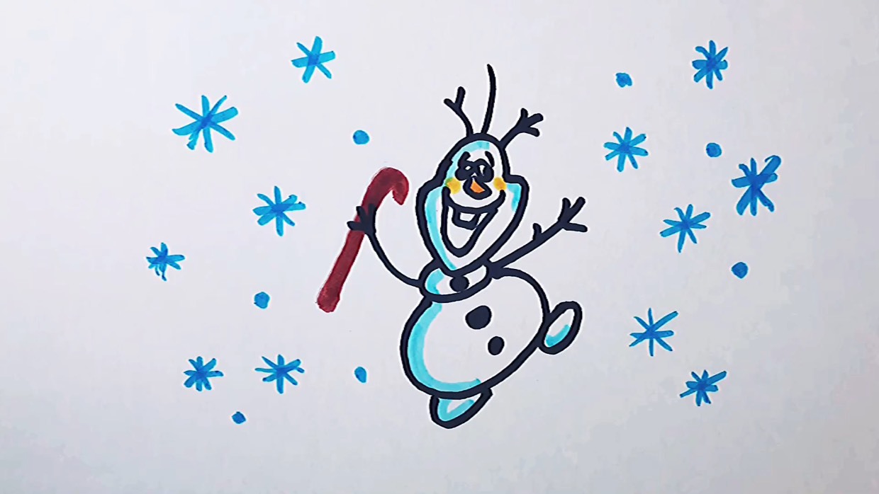 [简笔画]画一个在雪中跳舞的雪宝