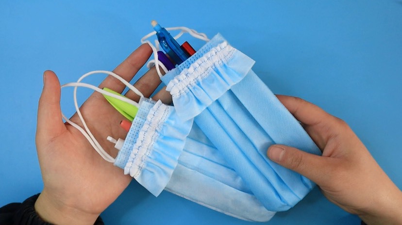 一次性口罩做笔袋,简单又实用