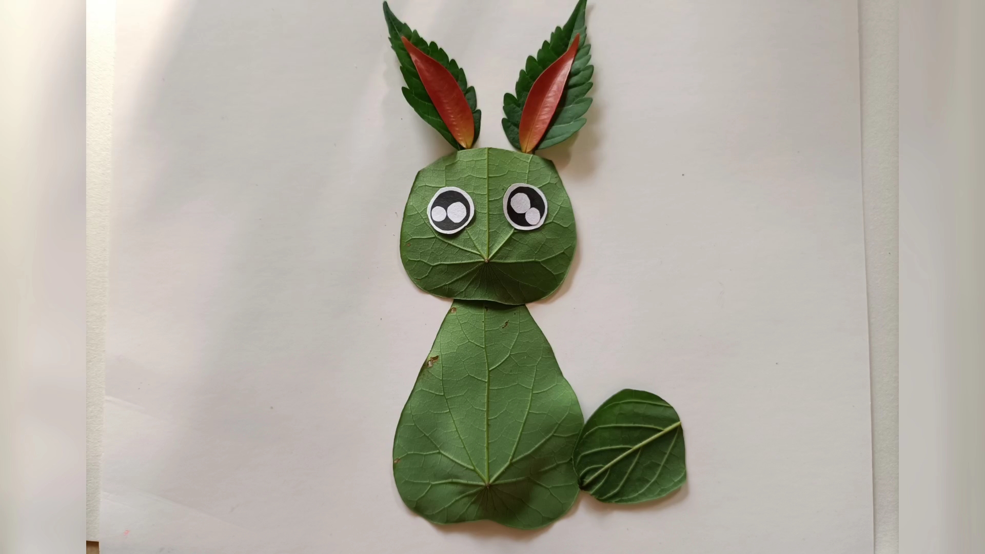 树叶拼贴画:小兔子