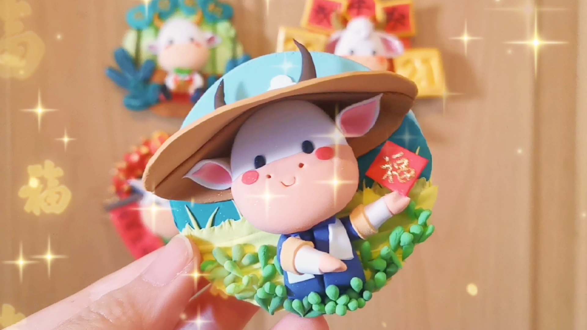 教程向丨福牛迎春冰箱贴粘土做的