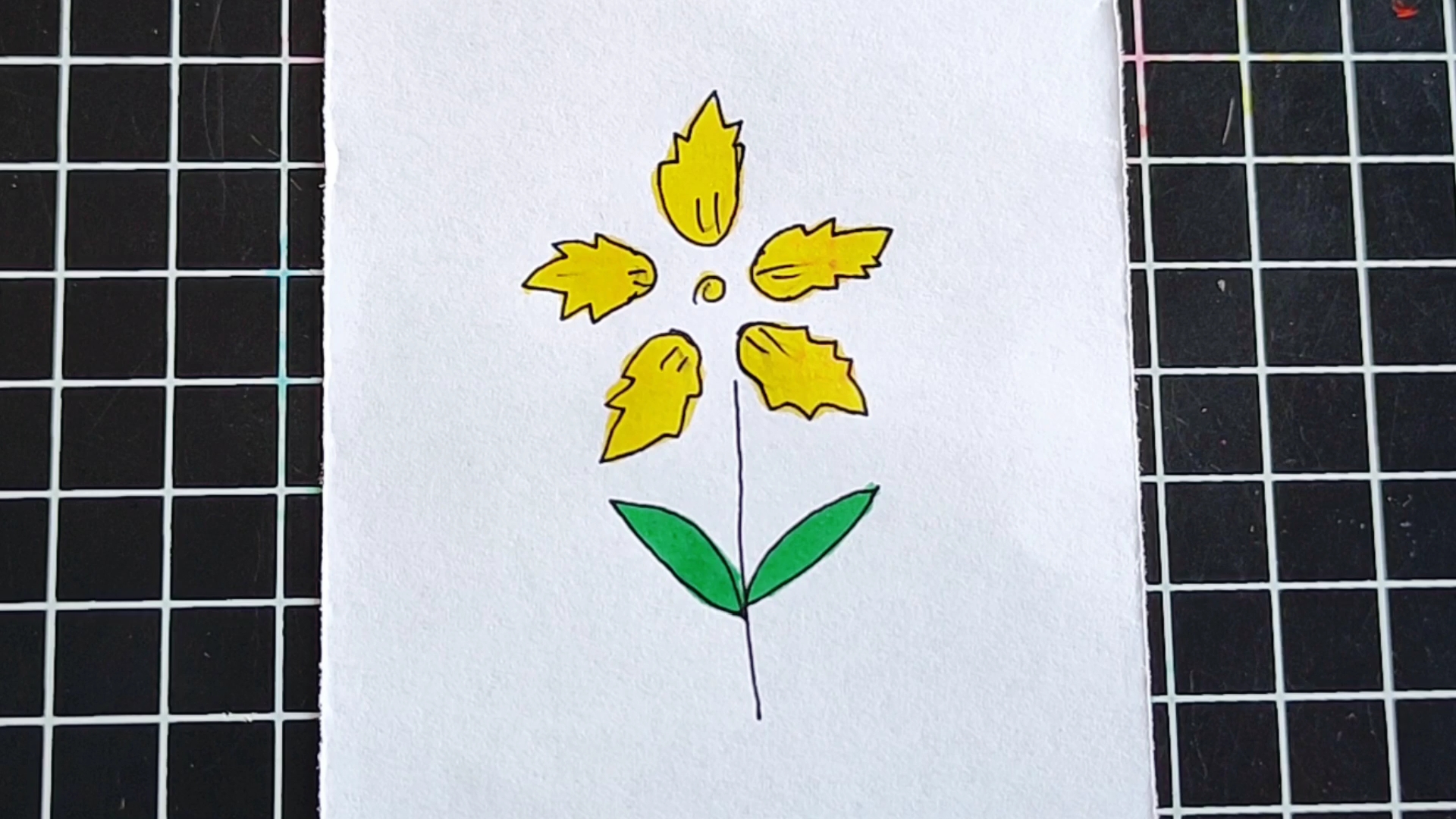 简笔画 画一株树叶形的花朵