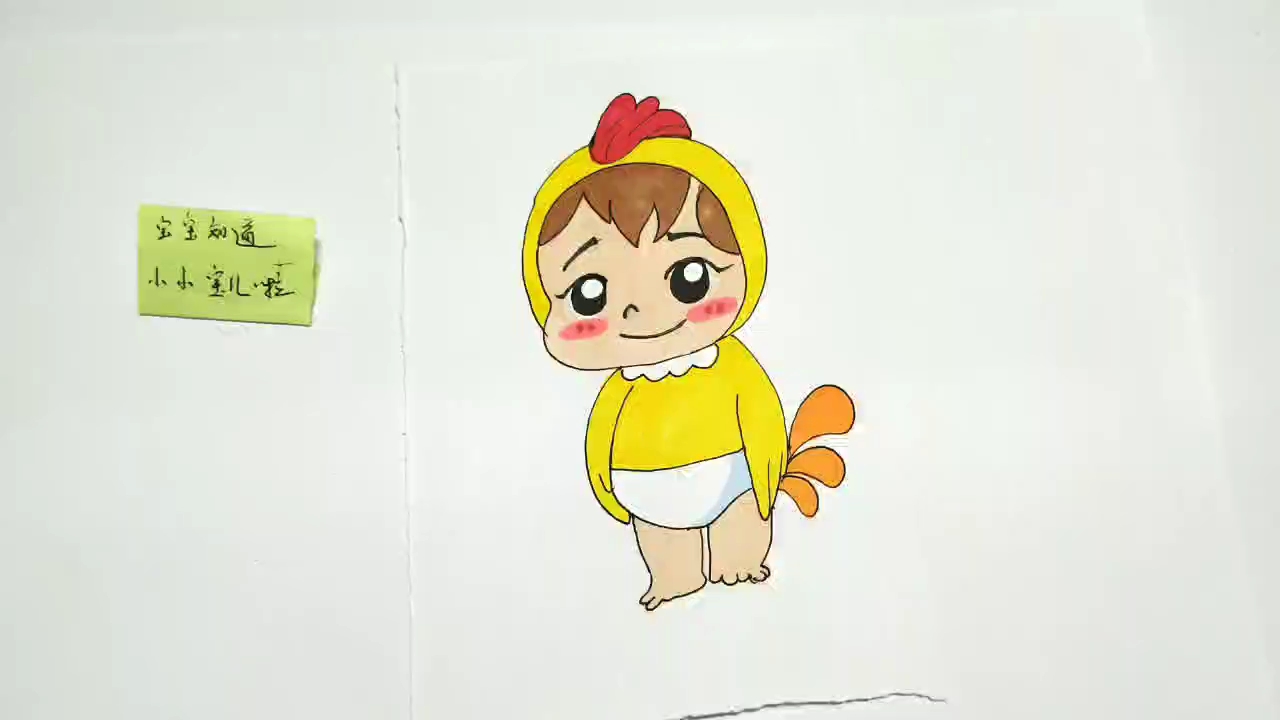 简笔画 穿着小鸡衣服的孩子