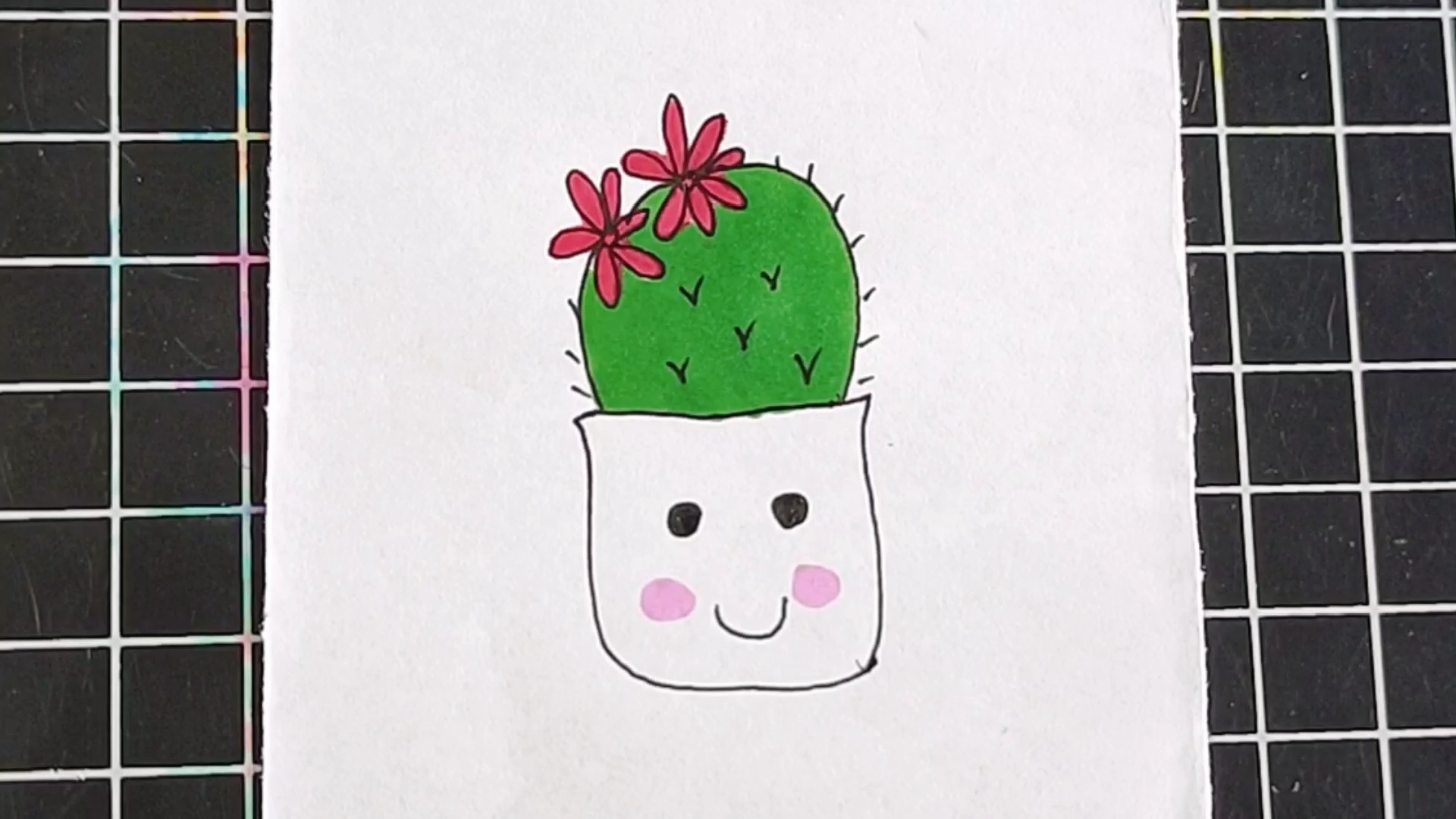 精 简笔画 开花的仙人掌好可爱