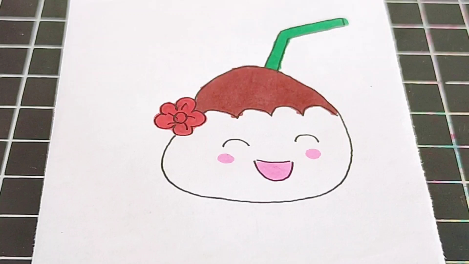 简笔画 甜甜的椰子汁送给你喝