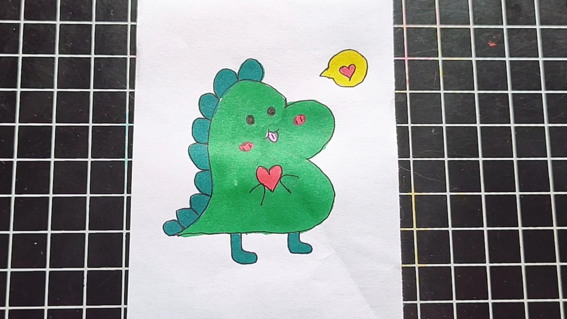 简笔画 手捧爱心的小恐龙