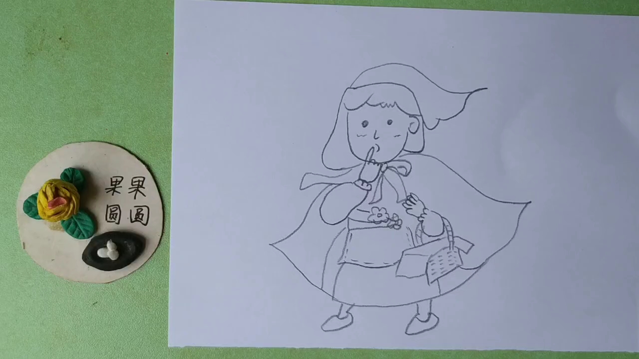 绘画比拼小红帽走在外婆家的路上