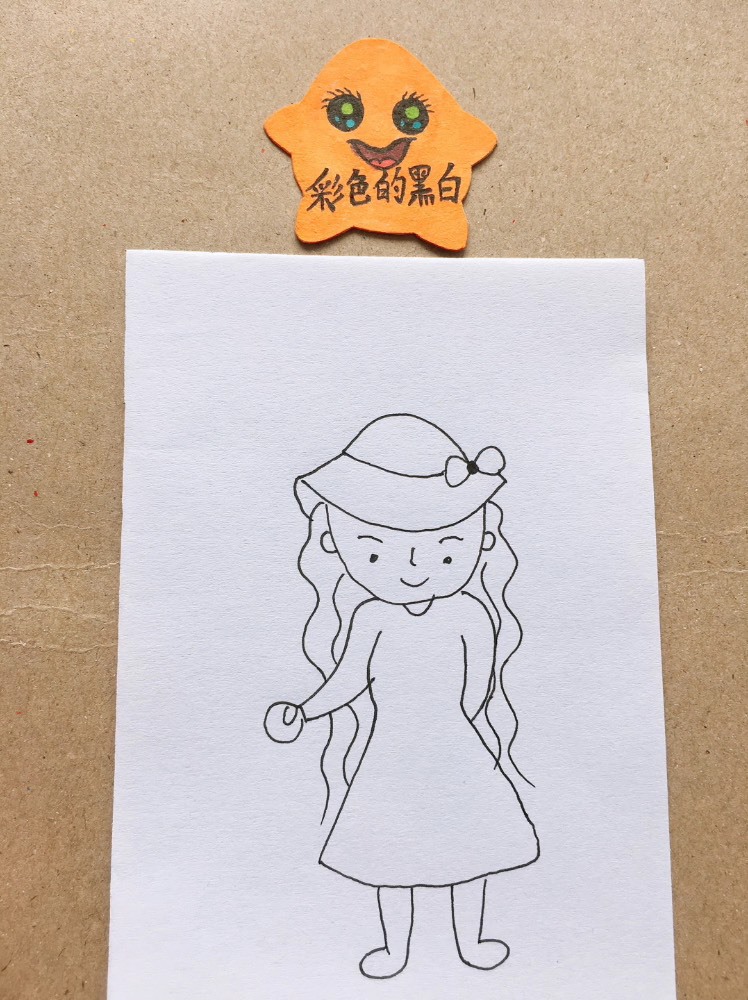 简笔画一位漂亮的长发姑娘