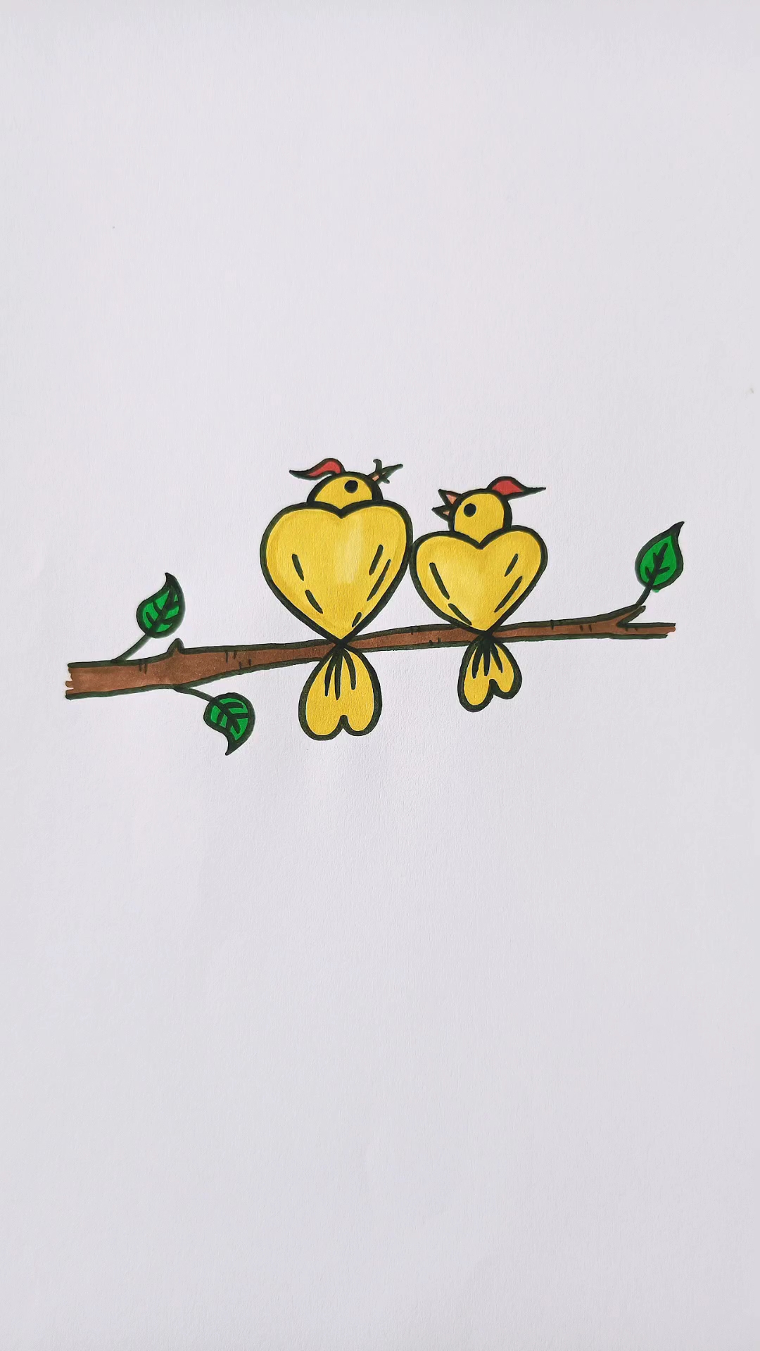 精 [简笔画]用四颗心形画一对情侣鸟