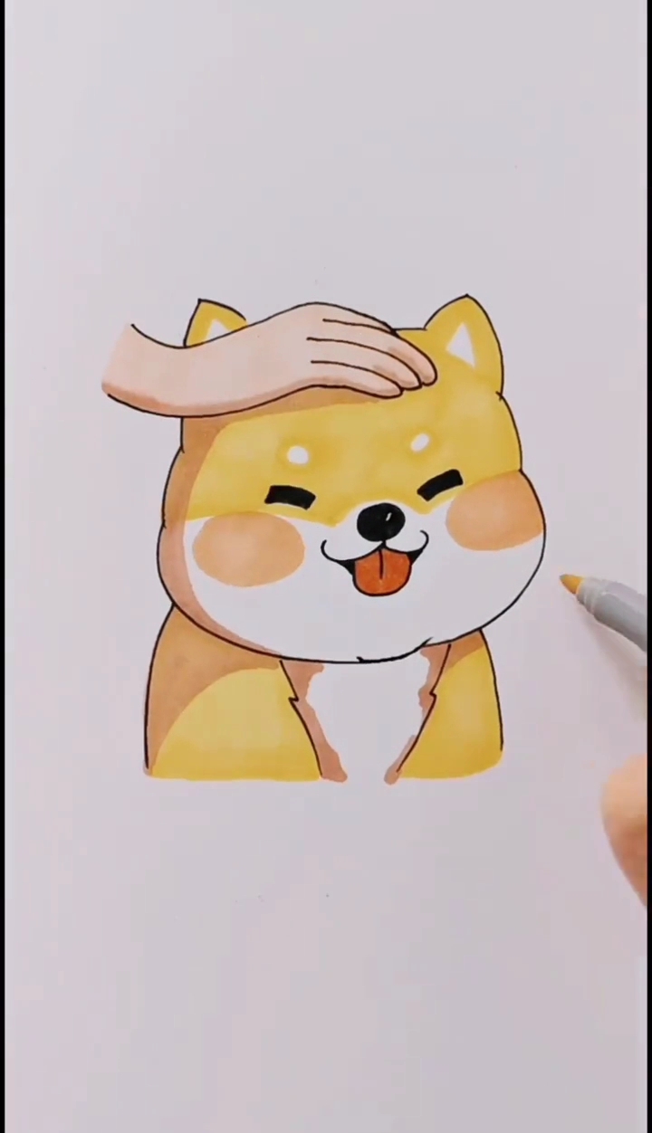 柴犬简笔画彩色图片