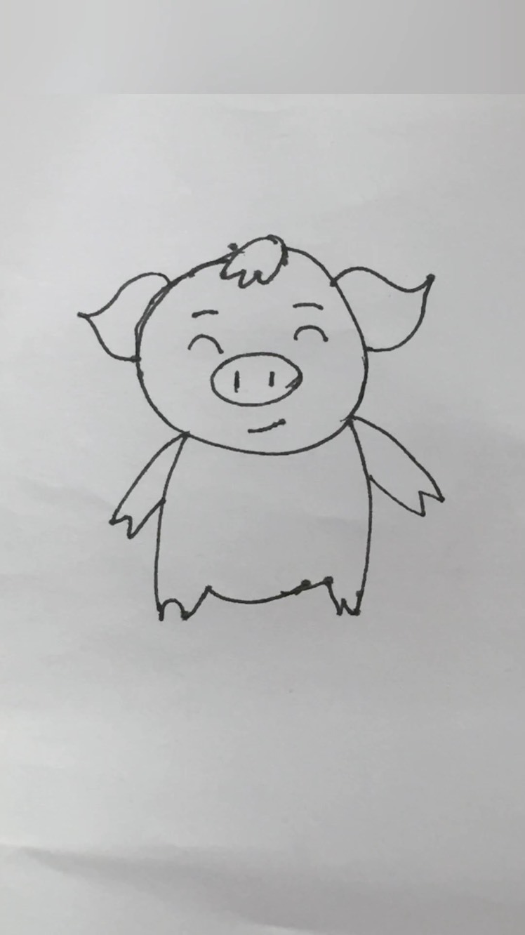 精 简笔画 我是一头开心的小猪