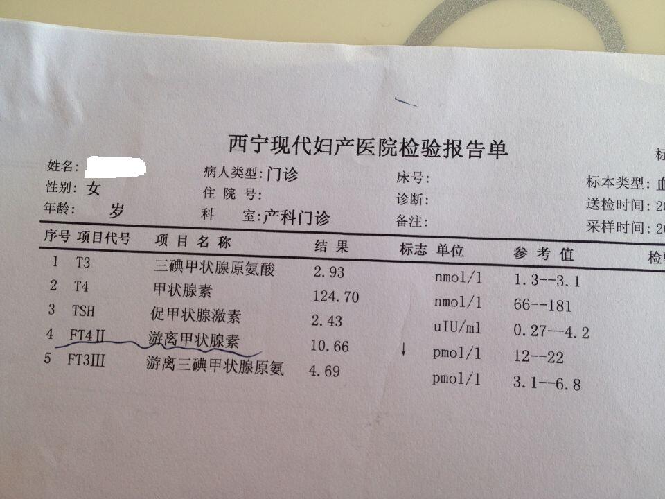 孕妇游离甲状腺素偏低