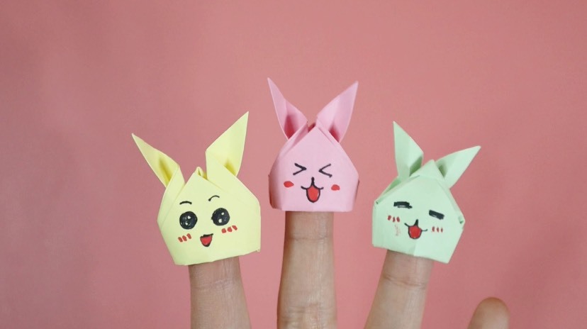 创意手工折纸小兔兔指套