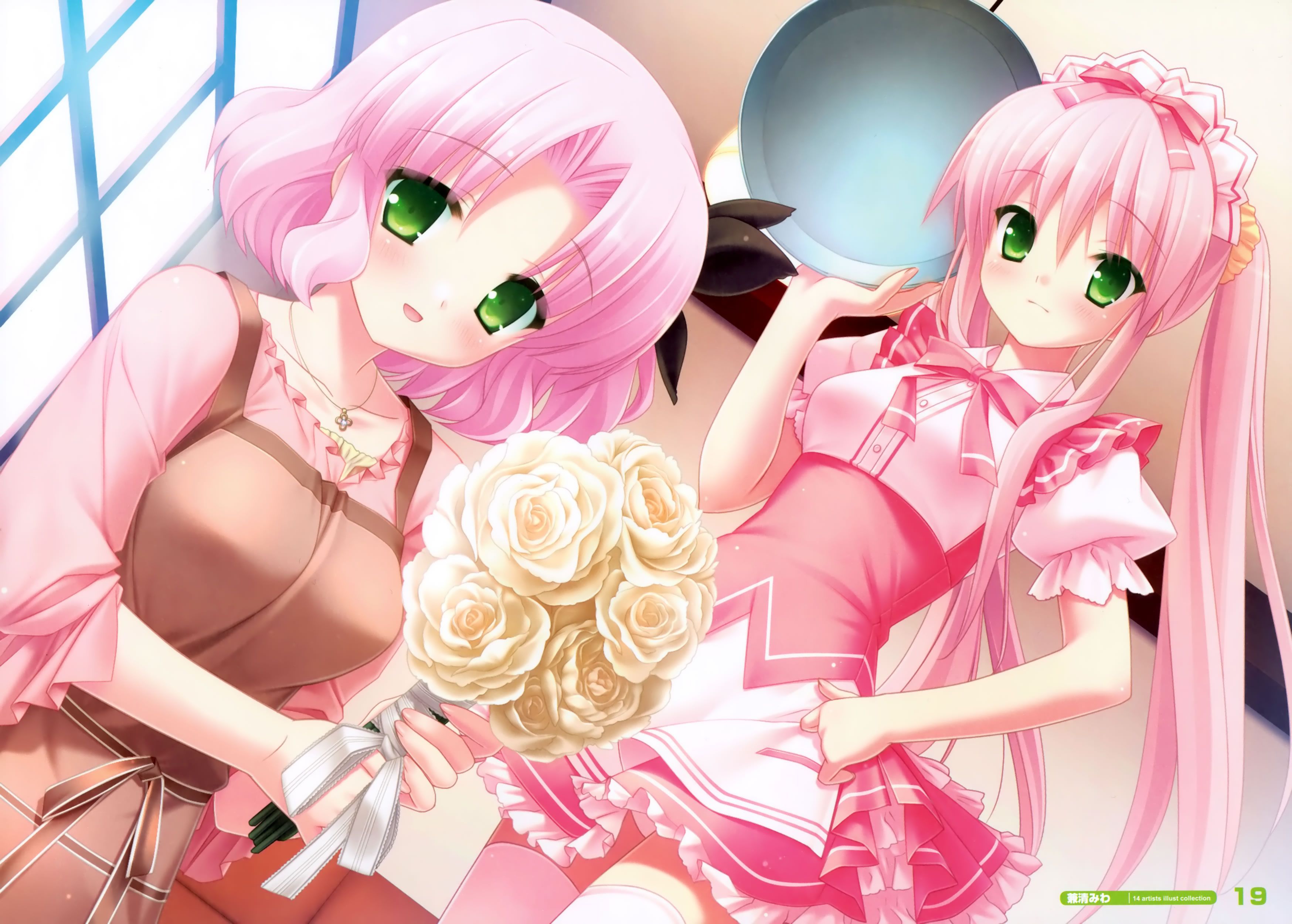 壁纸 : 动漫女孩, Vocaloid, Kotonoha Aoi, Kotonoha Akane, 蓝头发, 粉红色的头发, 长发, 双胞胎 ...