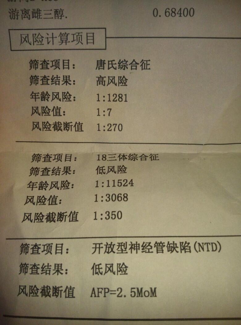 热 唐氏筛查21三体综合征风险值才1:9