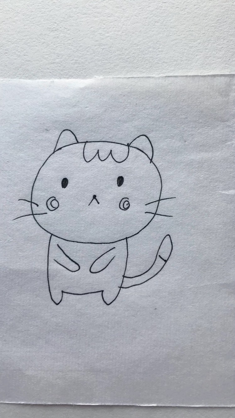 幼儿绘画画一只委屈的小猫