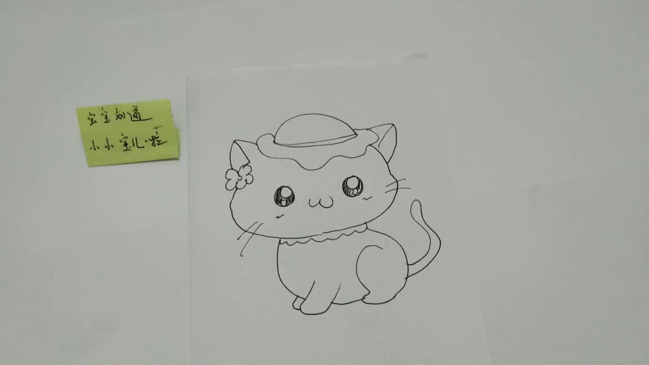 简笔画 戴着帽子的猫咪