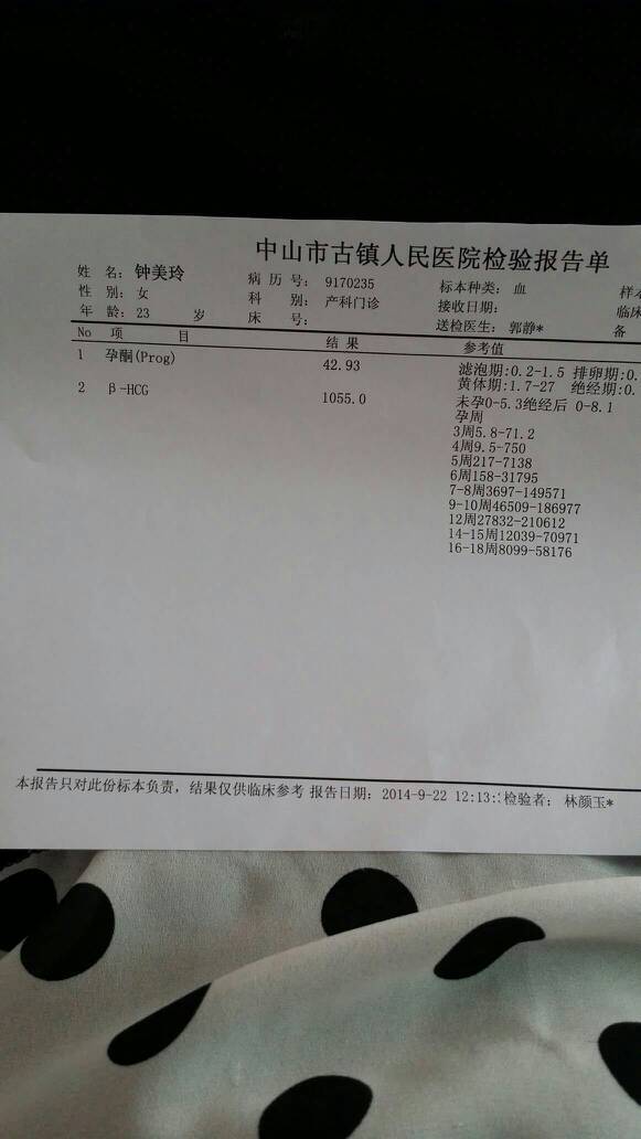 这是今天检查的结果，可以看得出我怀孕多久没有？