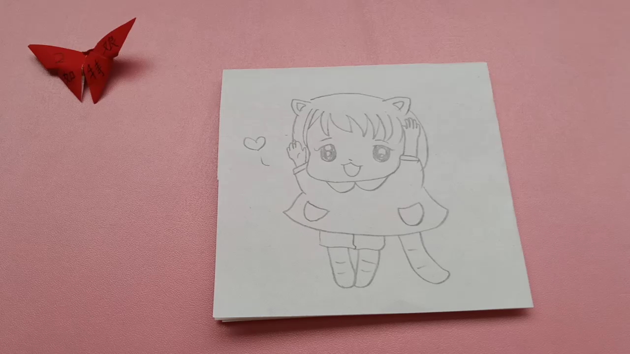 [才艺打卡]简笔画:萌萌的猫女孩