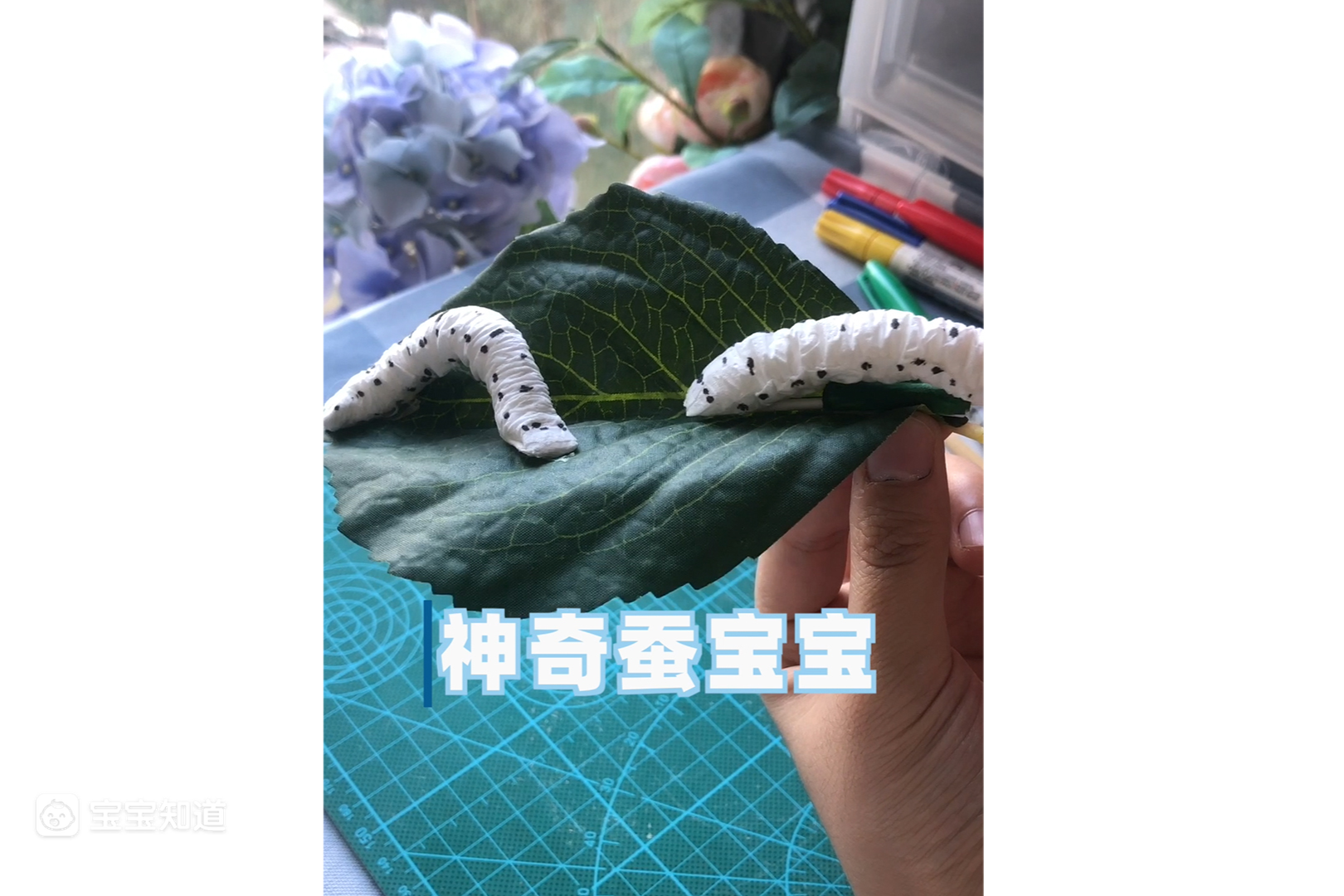 一分鐘創意手工diy:紙巾巧變蠶寶寶,製作簡單又有趣