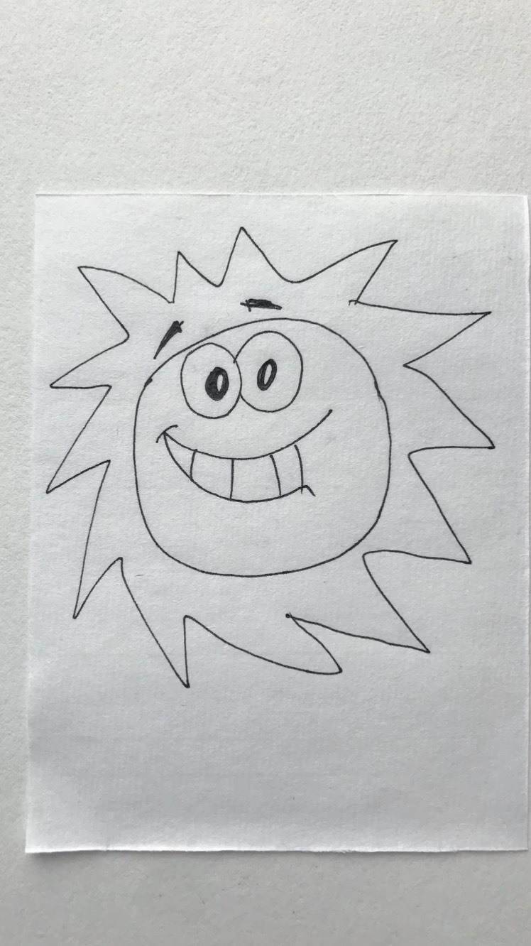 太阳素描画 简笔画图片
