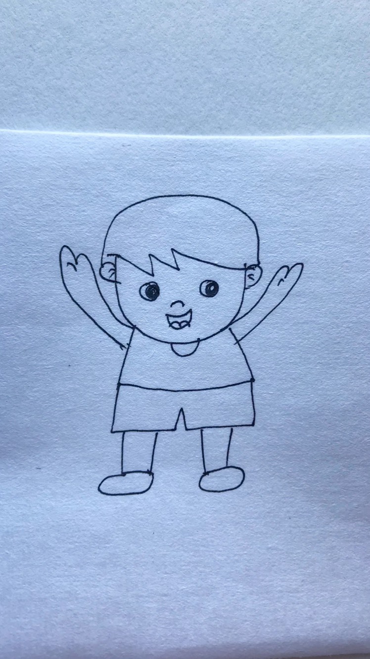 小朋友举手简笔画图片