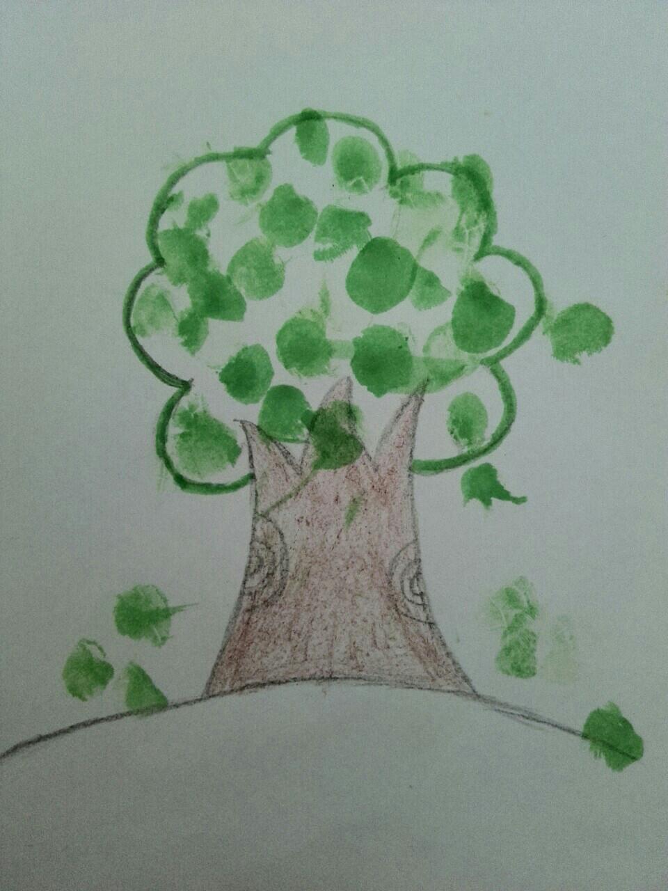 大树画好了,这是宝宝刚认识的一种植物
