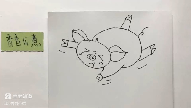 简笔画:一只摔跤的猪