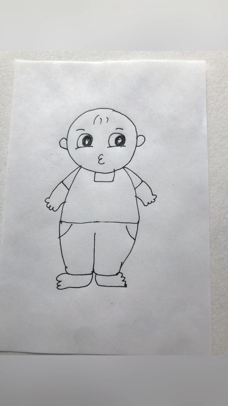 胖胖的小男孩 简笔画图片