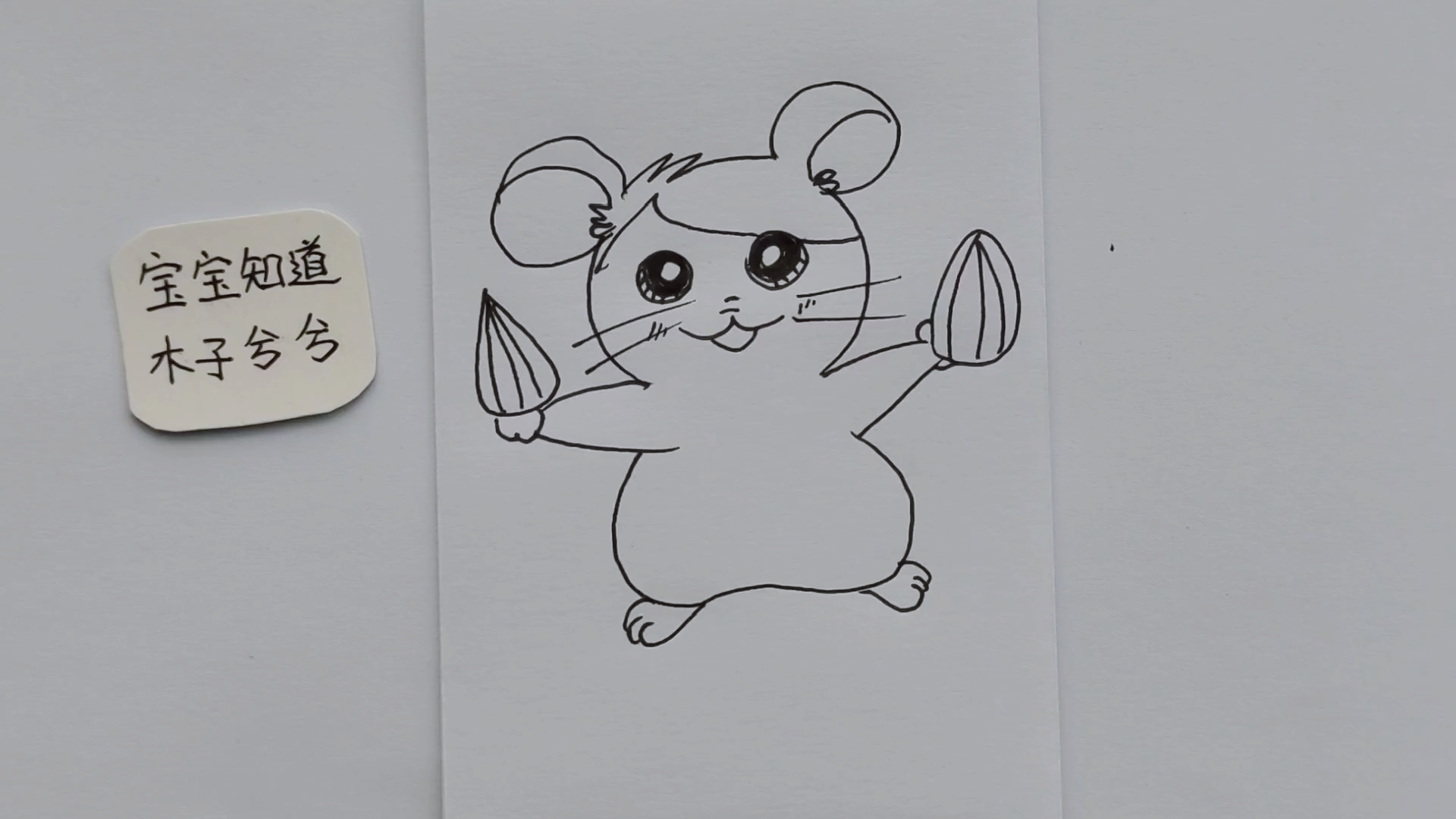 简笔画 一起来画只拿着大瓜子的小仓鼠