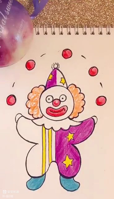 小丑简笔画可爱彩色图片