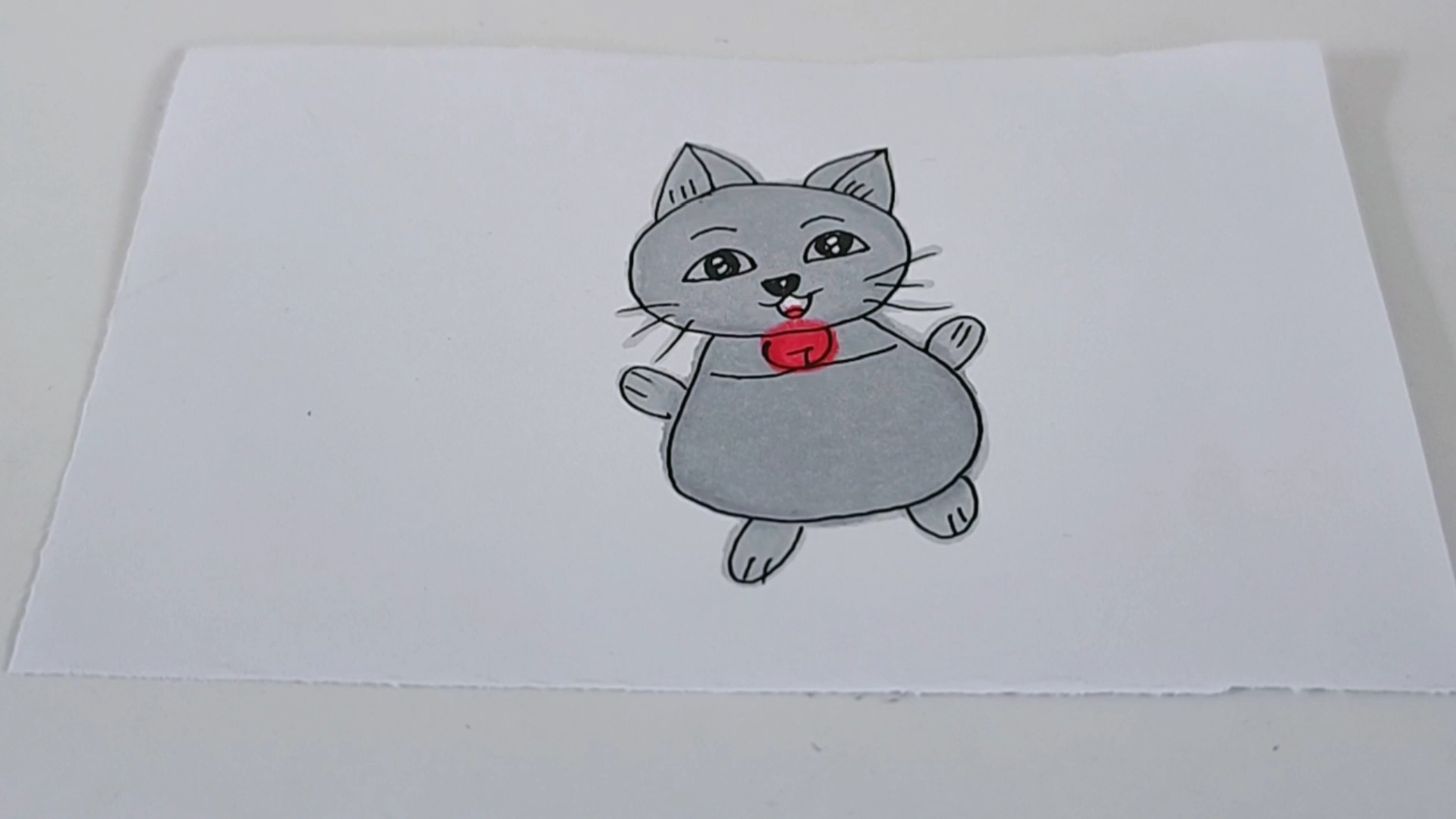 简笔画 站立的小猫咪,笑的好开心