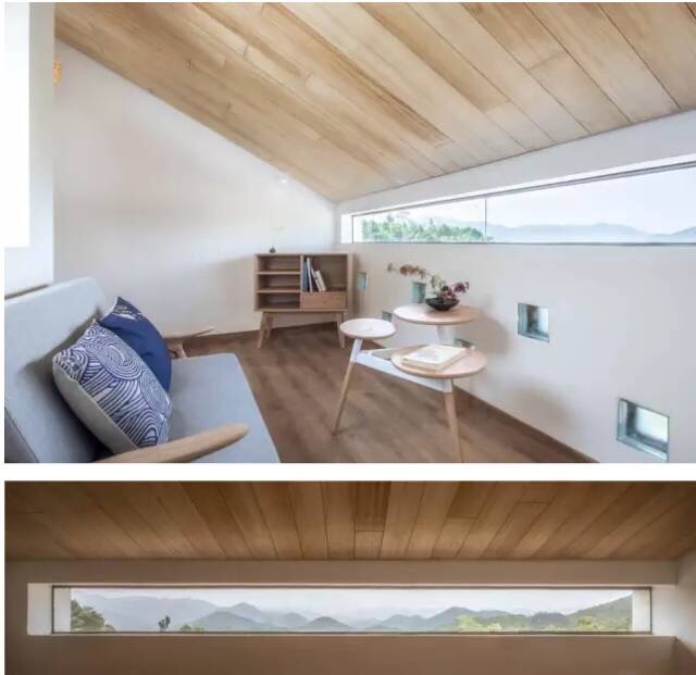 15楼 用横窗把山框在里面  就变成了一幅真实的山水画